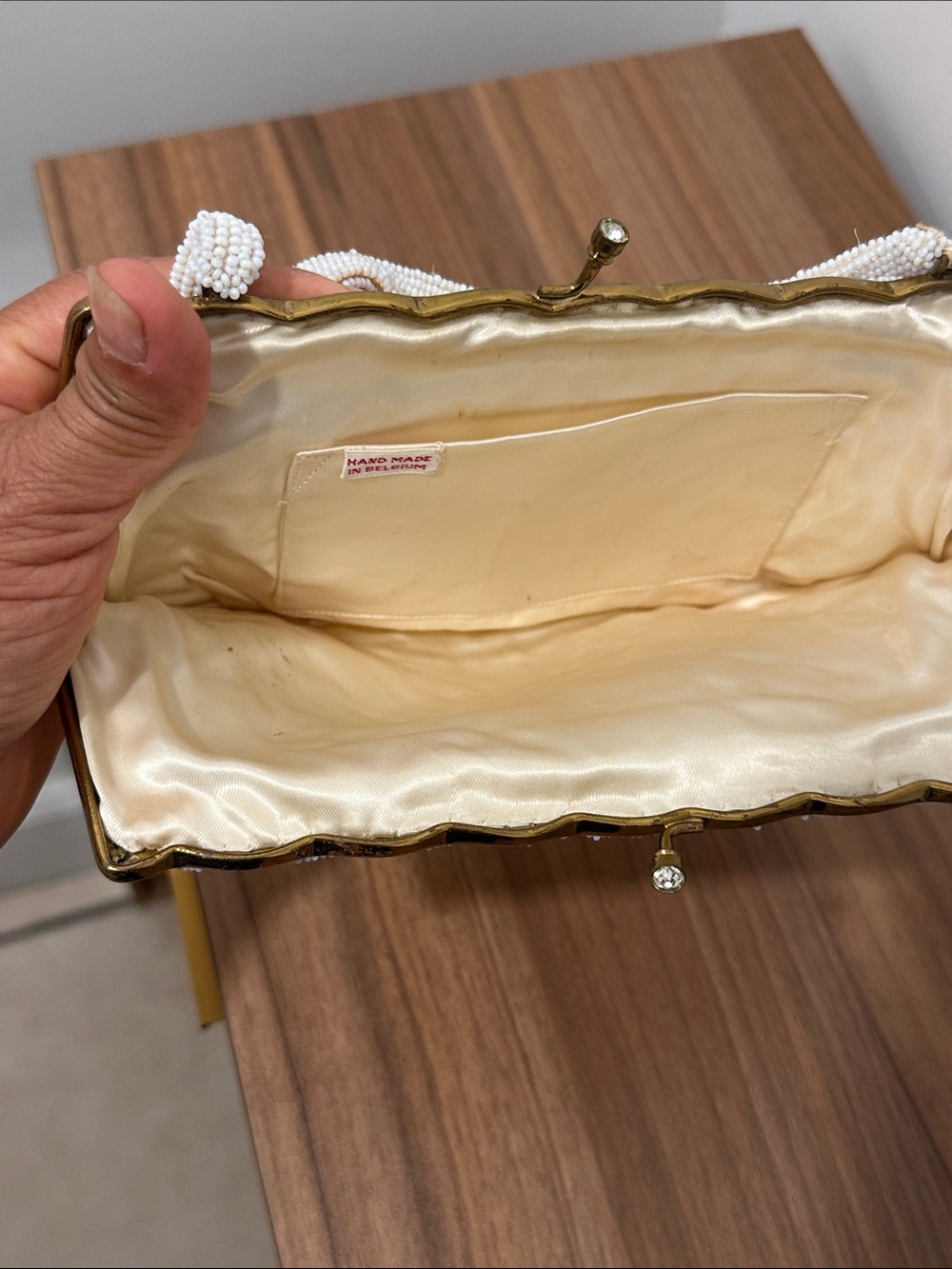 Vintage Beaded Ivory Evening Clutch - Picture 7 of 10